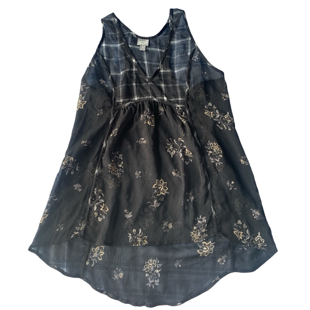 Converse Asymmetrical Floral and Plaid Tank Top